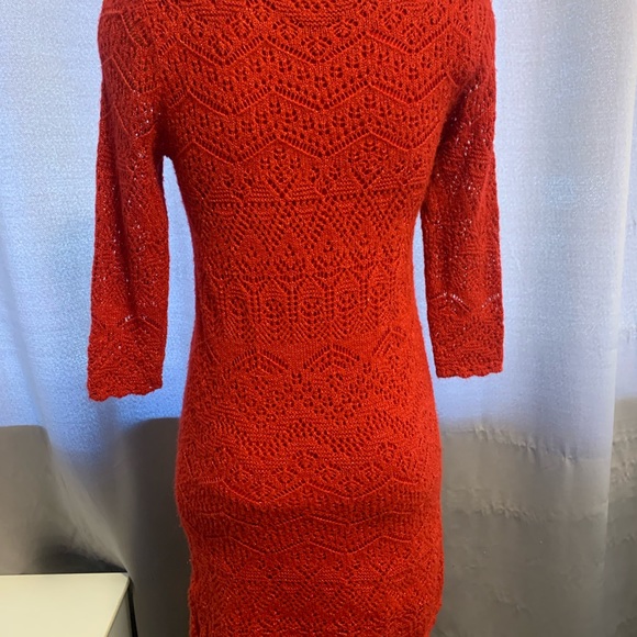 Cat & Jack Red Crochet Knit Sweater Dress Girls XL - Picture 4 of 4